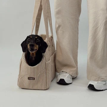 Dog Carrier - Linen Stripes