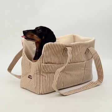 Dog Carrier - Linen Stripes