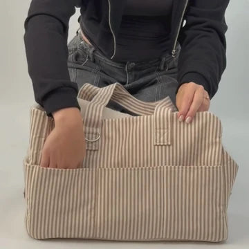 Dog Carrier - Linen Stripes
