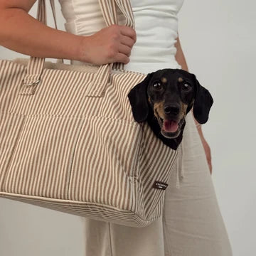 Dog Carrier - Linen Stripes