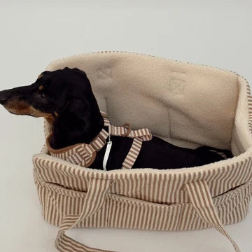 Dog Carrier - Linen Stripes