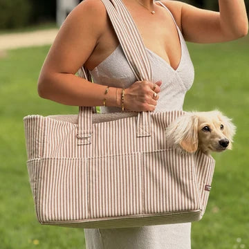 Dog Carrier - Linen Stripes