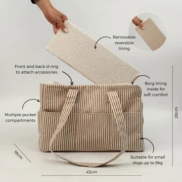 Dog Carrier - Linen Stripes